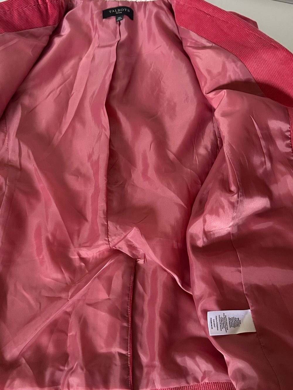 Talbots Petite Pink Cotton Corduroy Double Breasted Blazer 14P - Picture 8 of 14